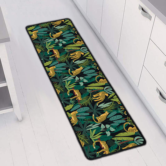 Tropical Jaguar Pattern Print Long Kitchen Mat