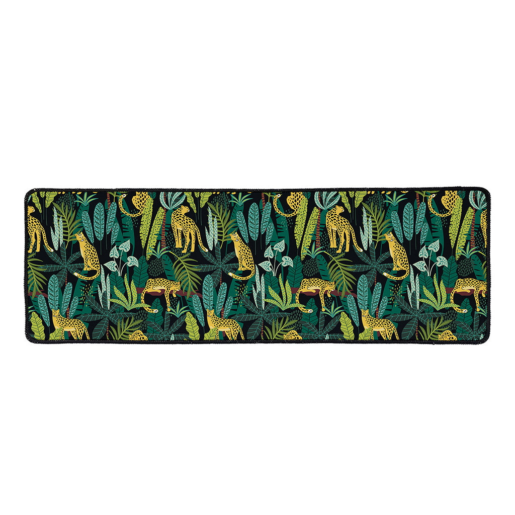 Tropical Jaguar Pattern Print Long Kitchen Mat