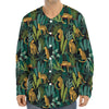 Tropical Jaguar Pattern Print Long Sleeve Baseball Jersey