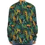 Tropical Jaguar Pattern Print Long Sleeve Baseball Jersey