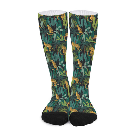 Tropical Jaguar Pattern Print Long Socks