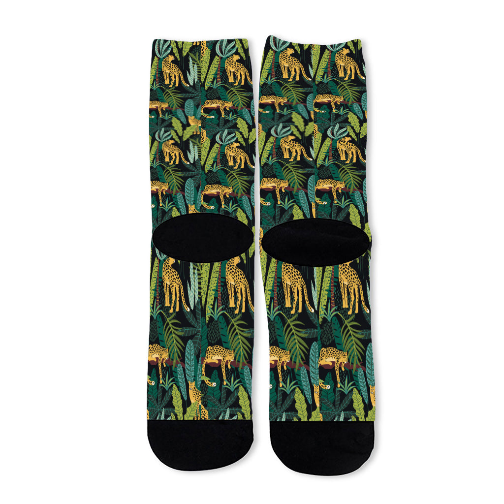 Tropical Jaguar Pattern Print Long Socks