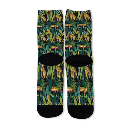 Tropical Jaguar Pattern Print Long Socks