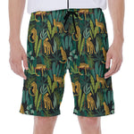 Tropical Jaguar Pattern Print Men's Beach Shorts