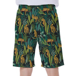 Tropical Jaguar Pattern Print Men's Beach Shorts