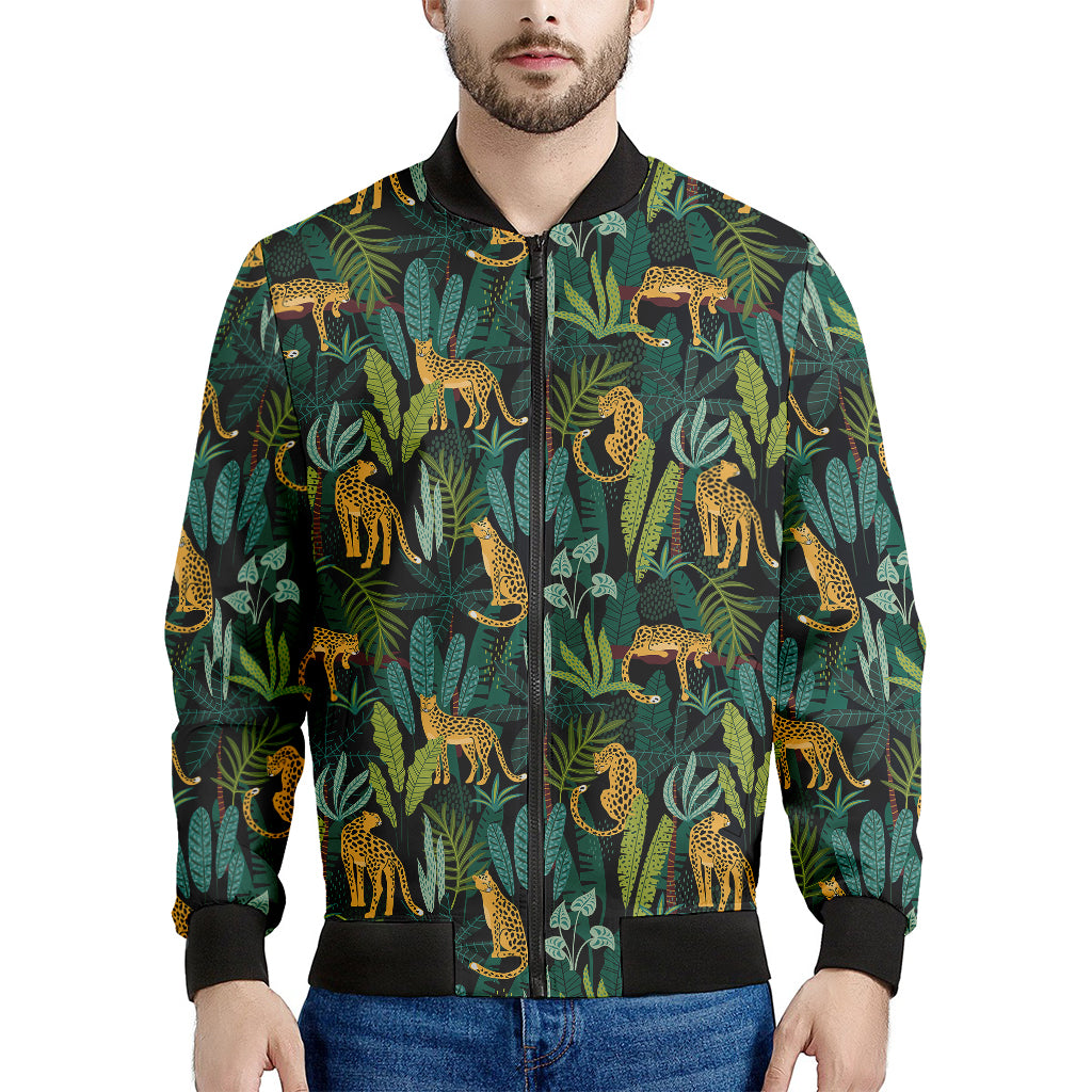 Tropical Jaguar Pattern Print Men's Bomber Jacket