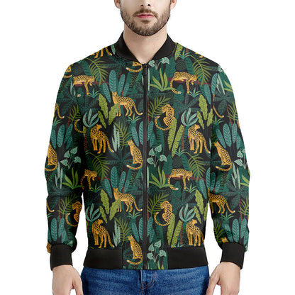 Tropical Jaguar Pattern Print Men's Bomber Jacket