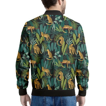 Tropical Jaguar Pattern Print Men's Bomber Jacket