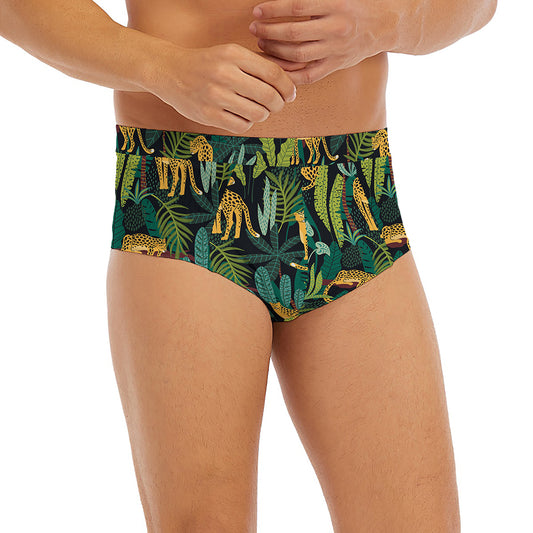 Tropical Jaguar Pattern Print Men's Briefs