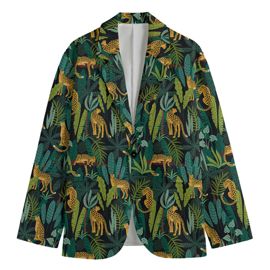Tropical Jaguar Pattern Print Men's Cotton Blazer