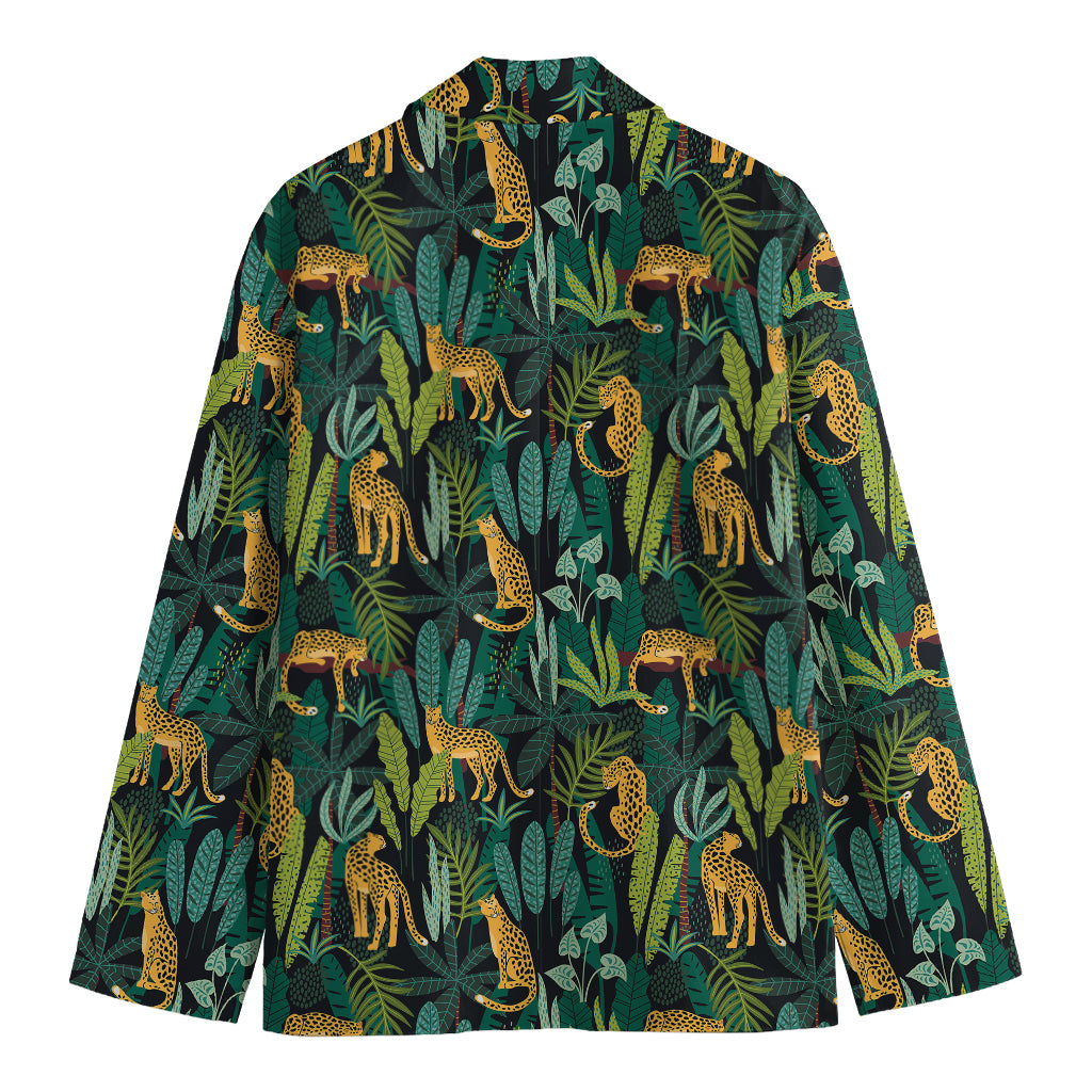 Tropical Jaguar Pattern Print Men's Cotton Blazer