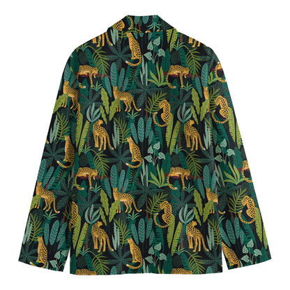 Tropical Jaguar Pattern Print Men's Cotton Blazer