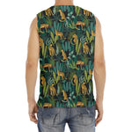 Tropical Jaguar Pattern Print Men's Fitness Tank Top