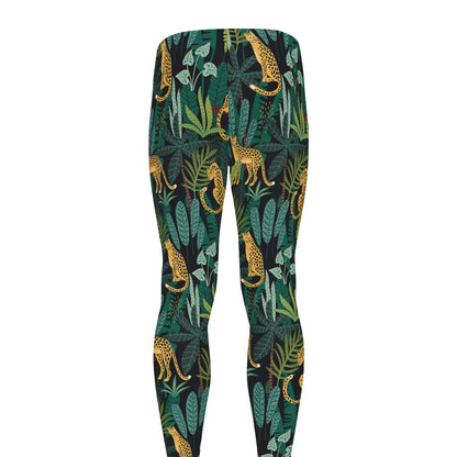 Tropical Jaguar Pattern Print Men's leggings