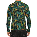 Tropical Jaguar Pattern Print Men's Long Sleeve Rash Guard