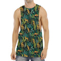 Tropical Jaguar Pattern Print Men's Muscle Tank Top