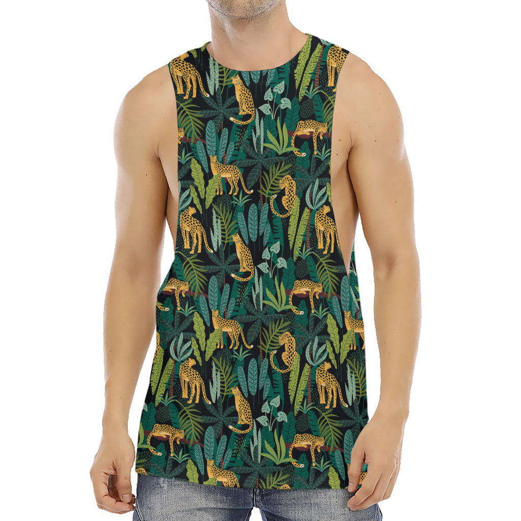 Tropical Jaguar Pattern Print Men's Muscle Tank Top