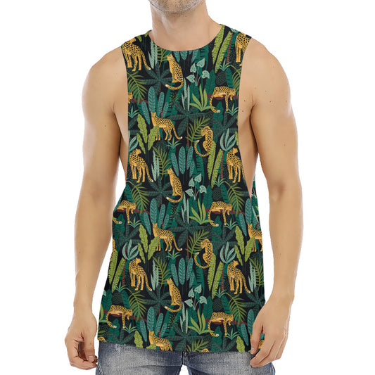 Tropical Jaguar Pattern Print Men's Muscle Tank Top