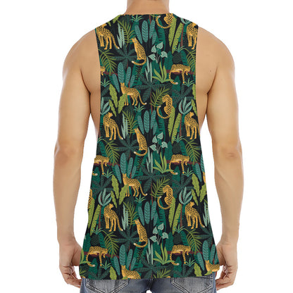 Tropical Jaguar Pattern Print Men's Muscle Tank Top