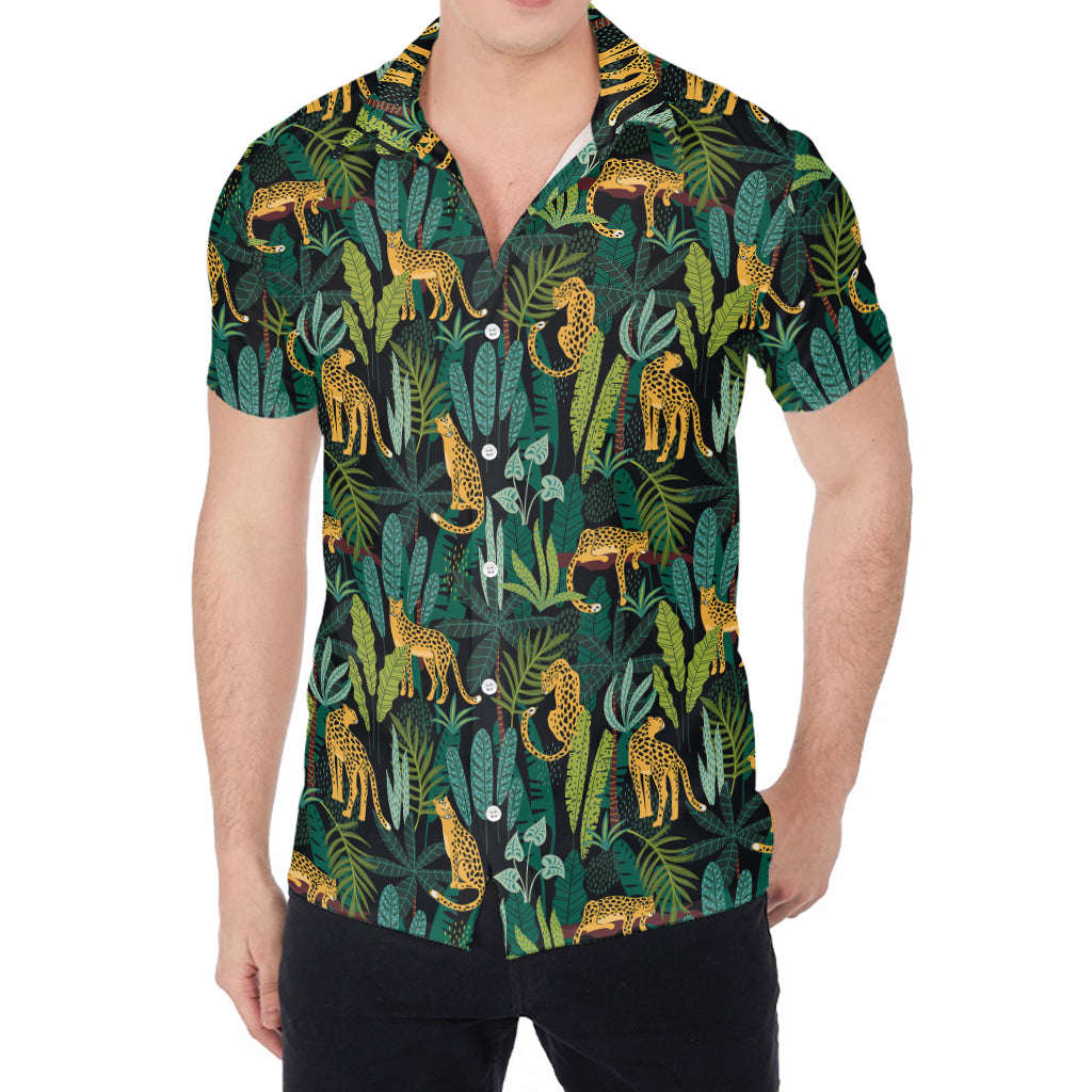 Tropical Jaguar Pattern Print Men's Shirt