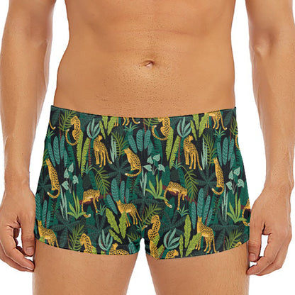 Tropical Jaguar Pattern Print Men's Short Boxer Briefs