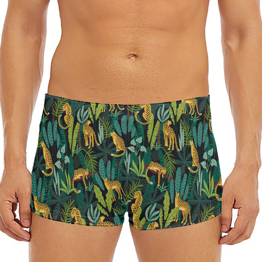 Tropical Jaguar Pattern Print Men's Short Boxer Briefs