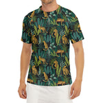 Tropical Jaguar Pattern Print Men's Short Sleeve Rash Guard
