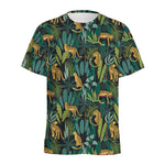 Tropical Jaguar Pattern Print Men's Sports T-Shirt