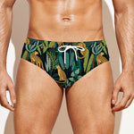 Tropical Jaguar Pattern Print Men's Swim Briefs