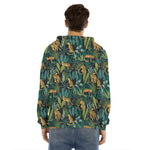 Tropical Jaguar Pattern Print Men's Velvet Pullover Hoodie