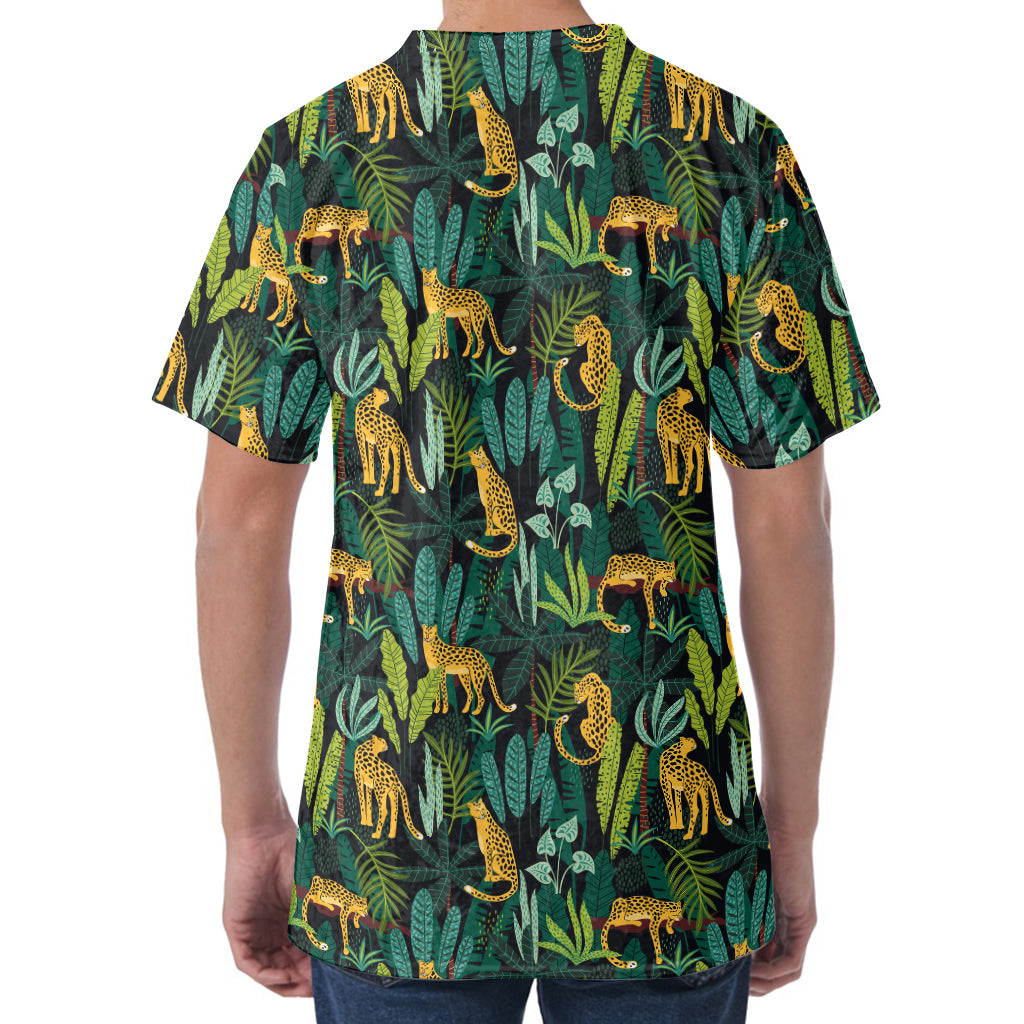 Tropical Jaguar Pattern Print Men's Velvet T-Shirt