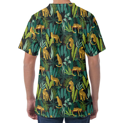 Tropical Jaguar Pattern Print Men's Velvet T-Shirt