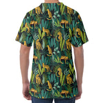 Tropical Jaguar Pattern Print Men's Velvet T-Shirt