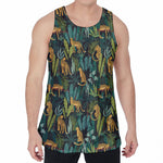 Tropical Jaguar Pattern Print Men's Velvet Tank Top