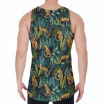 Tropical Jaguar Pattern Print Men's Velvet Tank Top