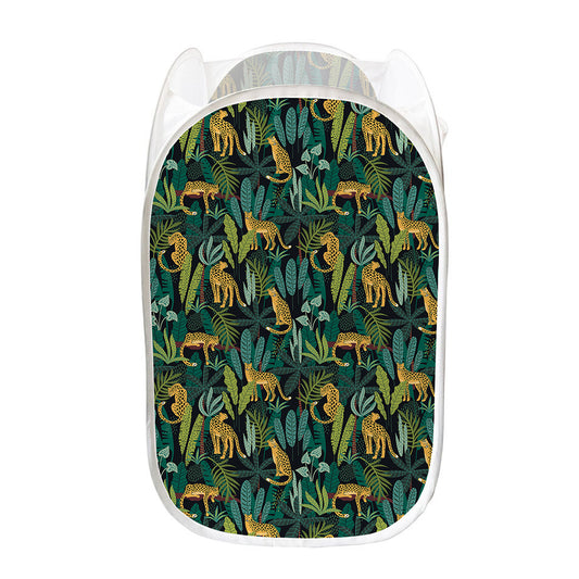 Tropical Jaguar Pattern Print Mesh Laundry Hamper