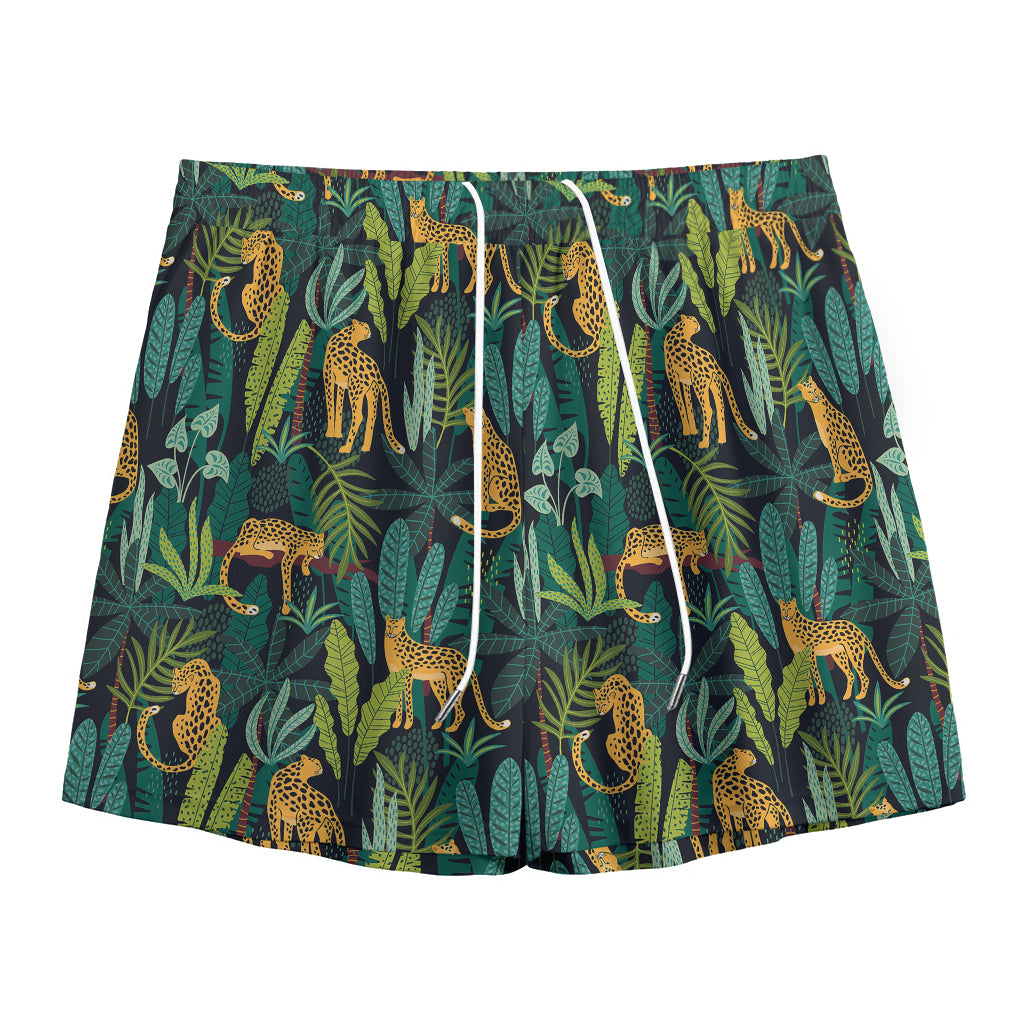 Tropical Jaguar Pattern Print Mesh Shorts