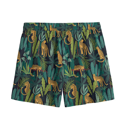 Tropical Jaguar Pattern Print Mesh Shorts