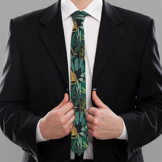 Tropical Jaguar Pattern Print Necktie