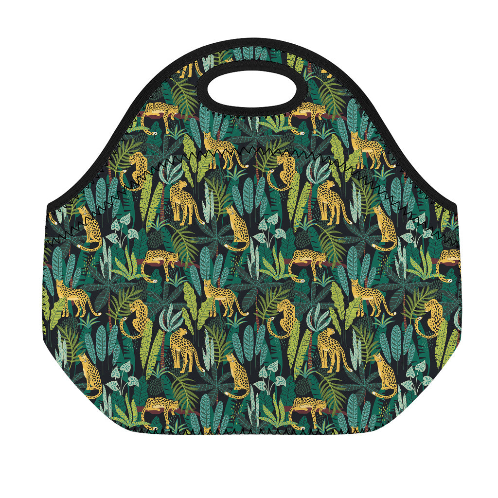 Tropical Jaguar Pattern Print Neoprene Lunch Bag