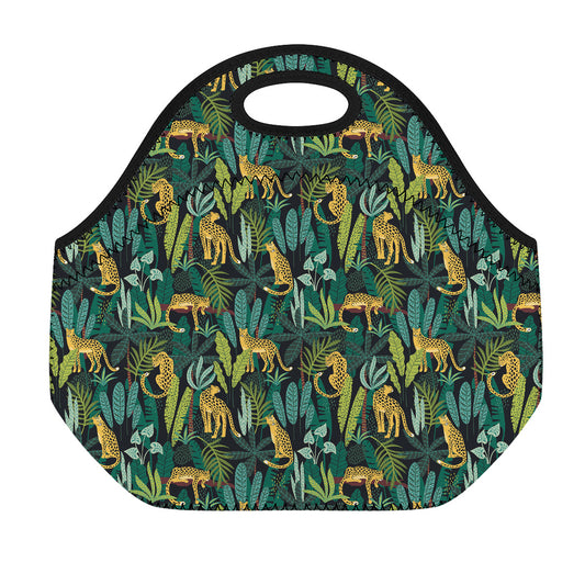 Tropical Jaguar Pattern Print Neoprene Lunch Bag