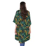 Tropical Jaguar Pattern Print Open Front Beach Cover Up