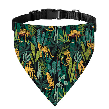 Tropical Jaguar Pattern Print Over The Collar Dog Bandana