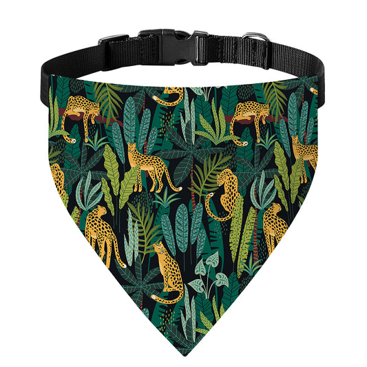 Tropical Jaguar Pattern Print Over The Collar Dog Bandana
