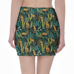 Tropical Jaguar Pattern Print Pencil Mini Skirt