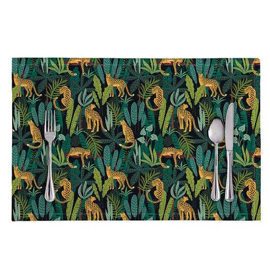 Tropical Jaguar Pattern Print Placemat