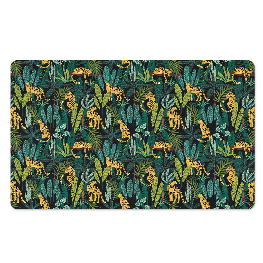 Tropical Jaguar Pattern Print Polyester Doormat