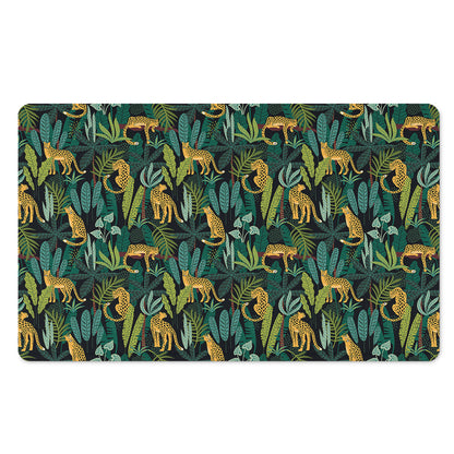 Tropical Jaguar Pattern Print Polyester Doormat