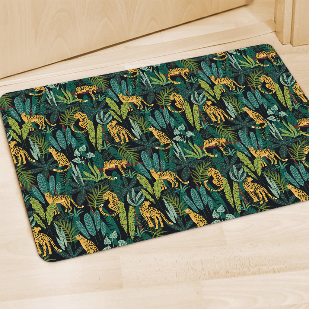 Tropical Jaguar Pattern Print Polyester Doormat