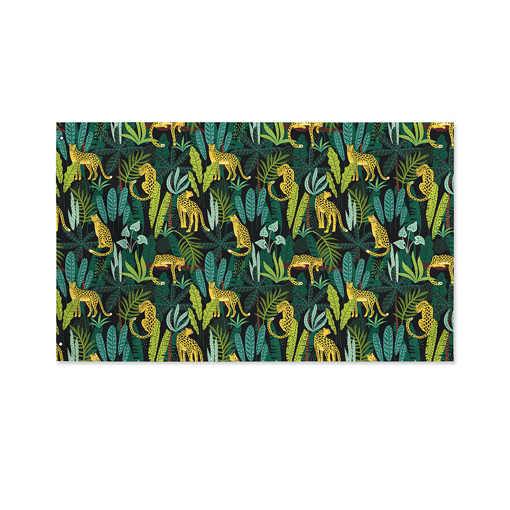 Tropical Jaguar Pattern Print Polyester Flag